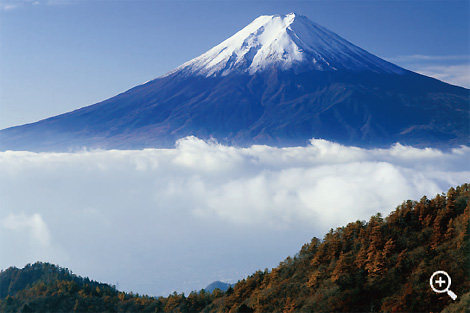 快晴の富士山を望む